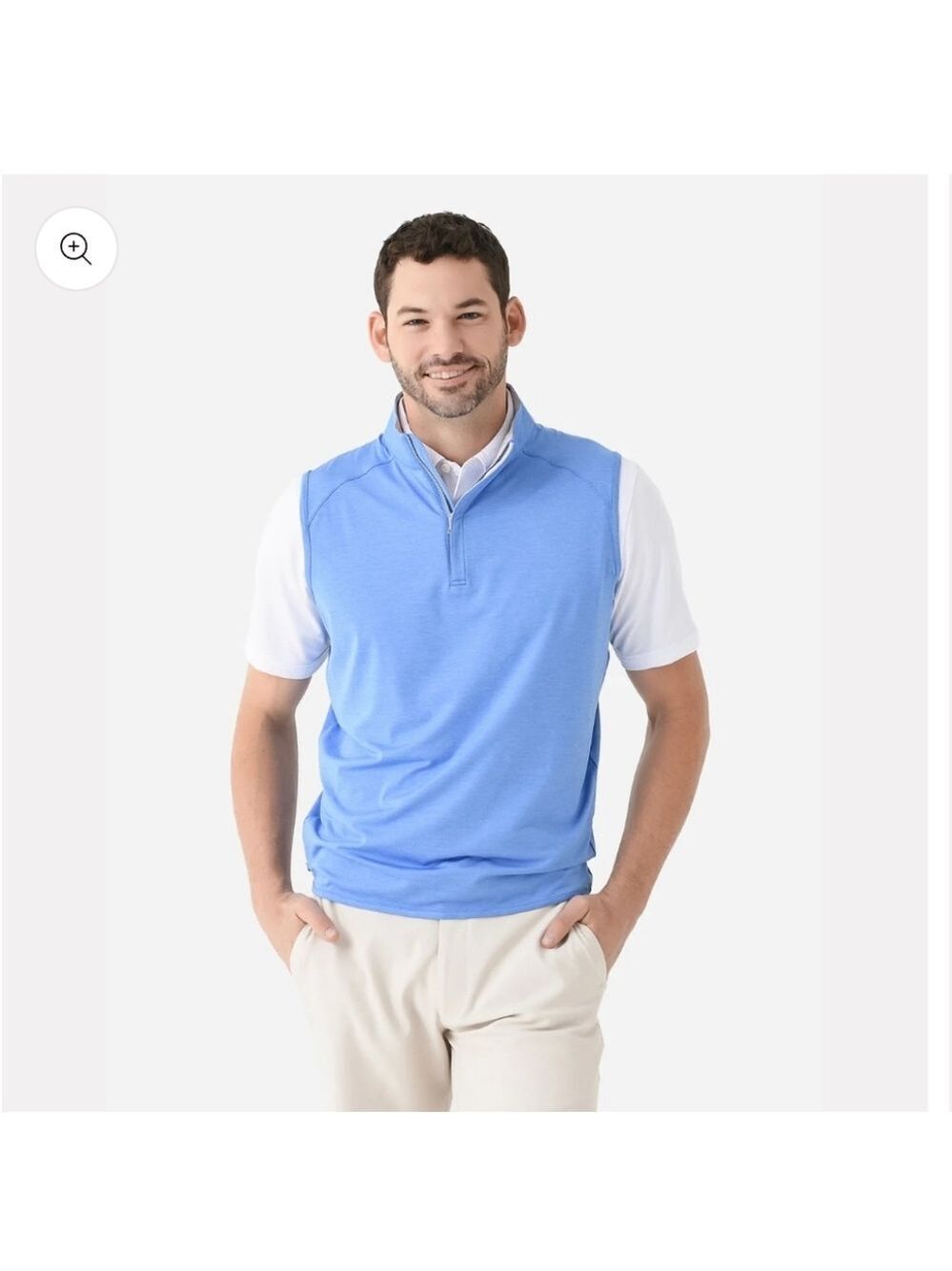 Peter Millar Light Blue Quarter-Zip Performance Vest Oversized Medium Size